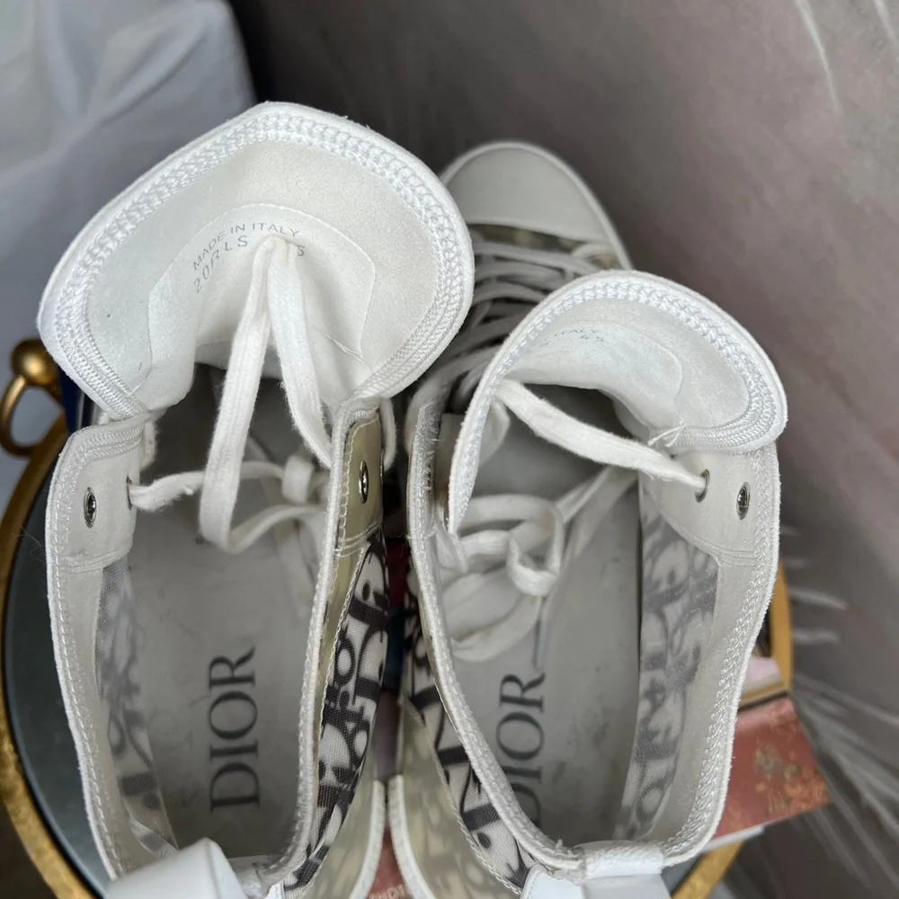 Dior Monogram High-Top Sneakers in Gray and White - Picture 7 of 11